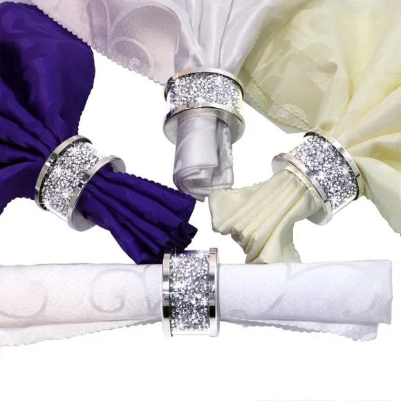 NEW Sparkling Bling Crystal Rhinestone Dinner Napkin Rings Place Setting…